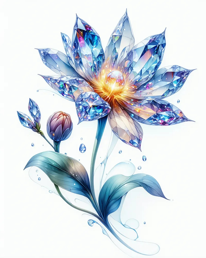 AI-generated botanical illustration of exotic fantastical flower
