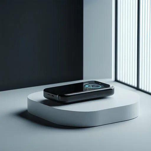 AI-generated futuristic product visualization of a sleek smart device